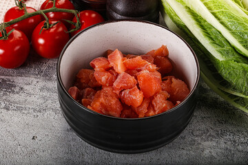 Salted salmon cubes for cooking