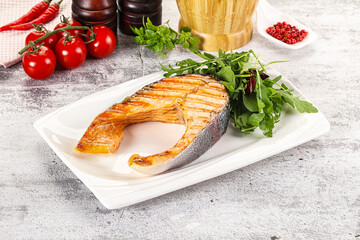 Tasty delicous grilled salmon steak