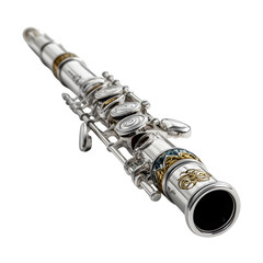 Professional Vibrant Clean cartoon flute with silver digital asset, transparent background, perfect for marketing and web design, visual asset, creative projects, royalty-free