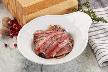 Anchvy canned fish fillet preserve