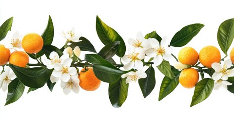 A white background with an isolated illustration of orange blossom flowers and leaves, representing the sweet aroma of citrus blossoms.
