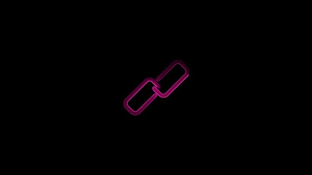 neon chain link icon animation.Link Icon Animation.Ideal for connection status, network linking, attachment management, 4K stock video