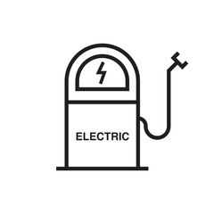 electric vehicle charging station icon outline editable stroke line drawing eps