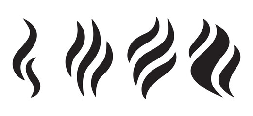 Stylized Steam and Smoke Icons. Curved Vector Line Art for Spa, Kitchen, and Branding Use.