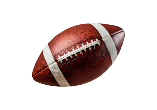 American football flying isolated on a transparent or white background