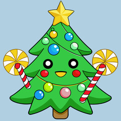 Festive Christmas Tree with Ornaments and Star