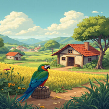 parrot on a house , parot