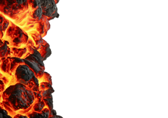 hot molten lava magma border isolated on transparent or white background