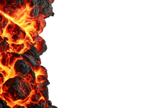 hot molten lava magma border isolated on transparent or white background