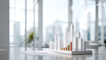 Abstract cityscape model with growth charts