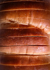 Top view of the sliced bread. Close-up macro shot.