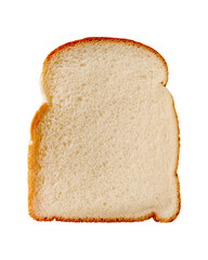 Top view a slice of white bread isolated on white background
