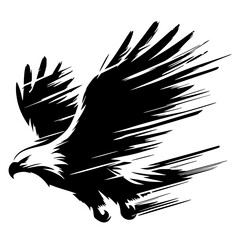 The silhouette of an eagle soaring