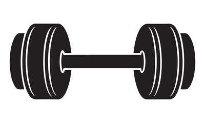 Black and White Dumbbell Icon. Fitness and Weightlifting Symbol for Health and Gym Design.
