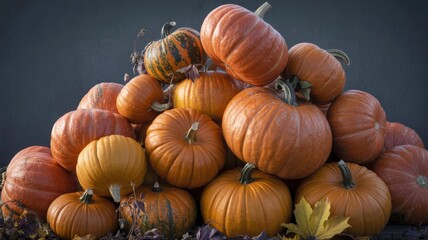 Bountiful Harvest A Pile of Autumn Pumpkins