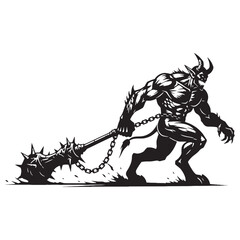 A stare that haunts the grave – Demon silhouette visualized in shadowy Demon vector – Demon illustration – Halloween silhouette

