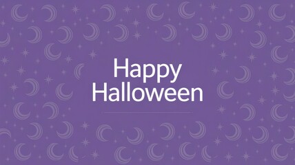 Happy Halloween Purple Crescent Moon and Stars Background