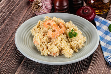 Gourmet risotto with prawn and cheese