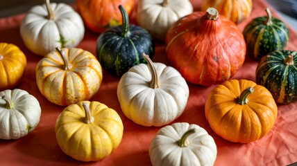 Autumn Harvest A Collection of Colorful Pumpkins and Gourds