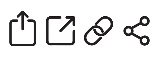 Share Icon Collection. Flat UI Symbols for Linking, Connecting, and Content Sharing.