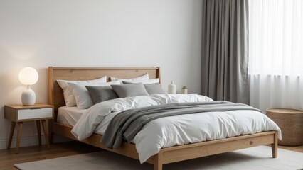 Minimally designed bedroom space scene
