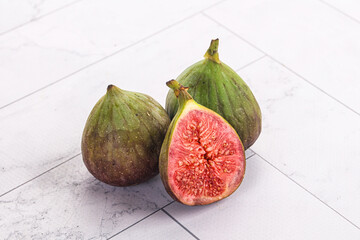Ripe green raw juicy fig