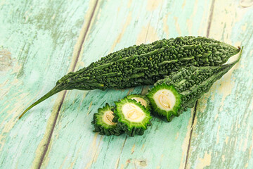Natural raw ripe green bitter melon
