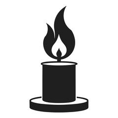 Candle with Flame vector clean black silhouette design white background
