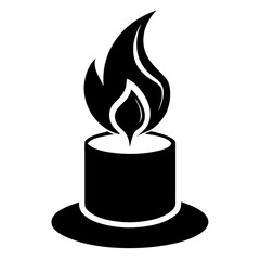 Candle with Flame vector clean black silhouette design white background