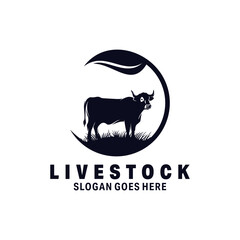 Obraz premium Cattle Farm Livestock Logo Design