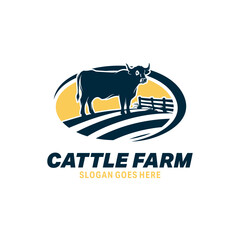 cattle farm logo vector template