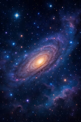 Realistic Universe Scene with Colorful Nebulae and Stars

