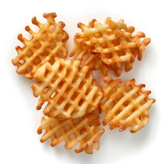 Crispy Waffle Potato Chips Arranged in a Cluster
