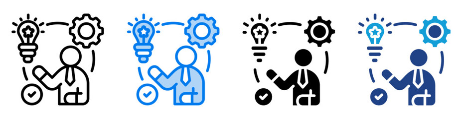 Competence icon set multiple style collection
