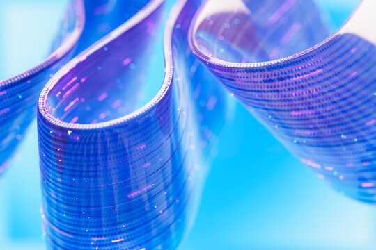 Abstract 3d data stream with circuit elements and motion effect