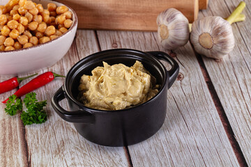 Natural organic homemade chickpea hummus