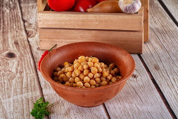 Boiled chickpea beans in the bowl