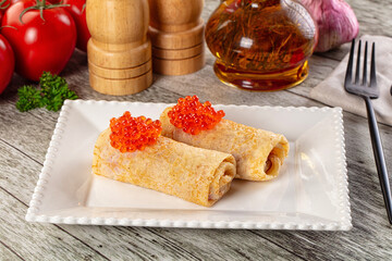 Gourmet Panccakes with red caviar