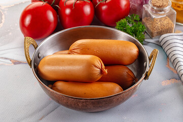 Boiled pork sausages for breakfast