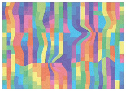 Colorful abstract geometric patchwork digital art illustration