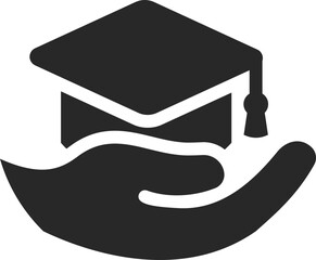 Hand holding graduation cap symbolizing charity support for education, community help, and volunteer giving