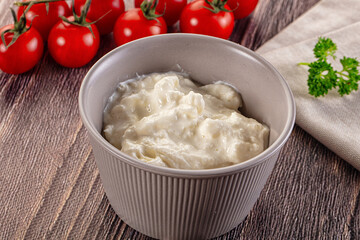 Italian delicous stracciatella young soft cheese