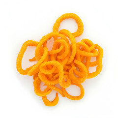 Bright Orange Spiral Snacks Isolated on White Background