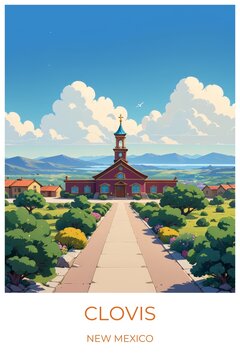 Clovis New mexico United states Travel Poster Illustration Print Decor Gift Canvas Wall Art Gift