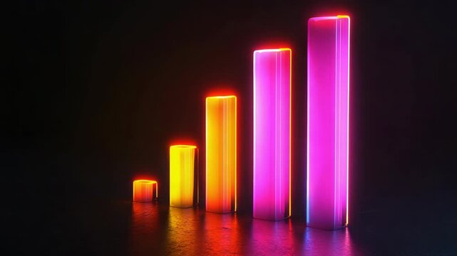 Five LED lights in a vertical histogram columns, changing color 