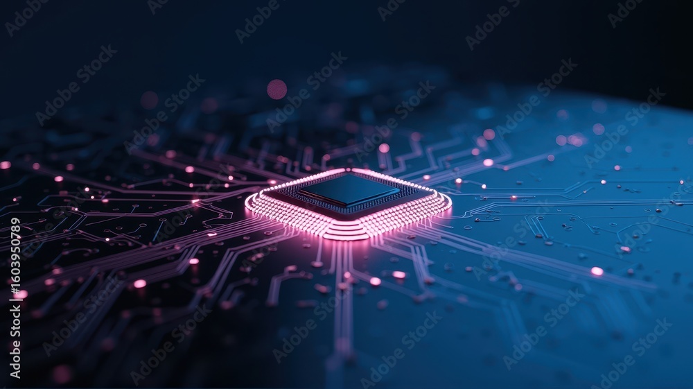 Aufkleber microchip network technology with neon circuit design