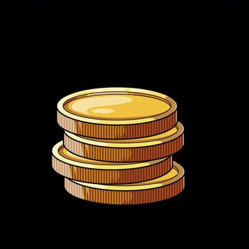 Piling Coin Animation on Alpha. Transparent Loop for Finance and Savings Concepts.