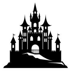 Obraz premium Castle clean black silhouette design white background