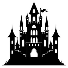 Castle clean black silhouette design white background