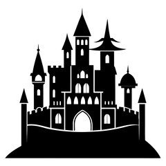 Obraz premium Castle clean black silhouette design white background